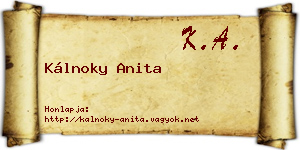 Kálnoky Anita névjegykártya