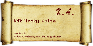 Kálnoky Anita névjegykártya